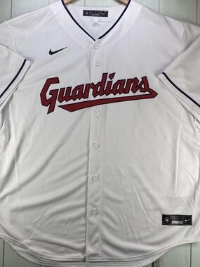 Nike Cleveland Guardians Baseball Jersey Mens 2XL White MLB Button Front NWOT